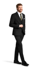 Side view of the Michael Kors black suit rental.