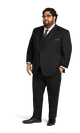 Side view of the Michael Kors black suit rental.