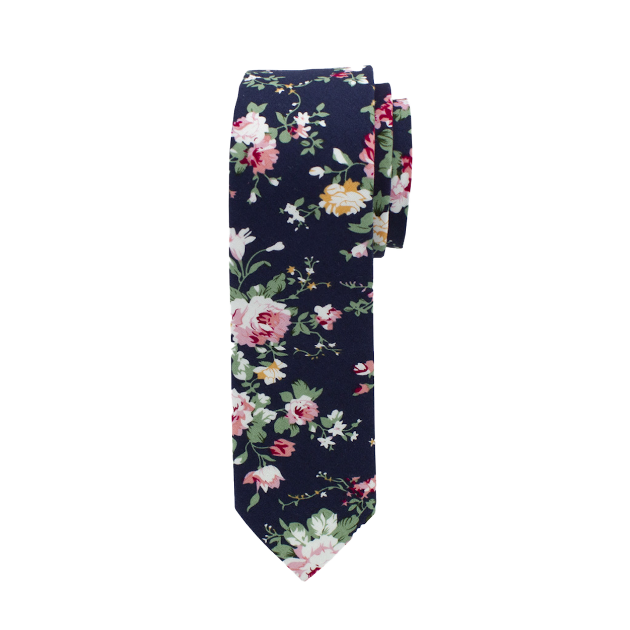 Navy Floral Long Tie