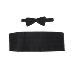 Black Satin Bow Tie and Cummerbund