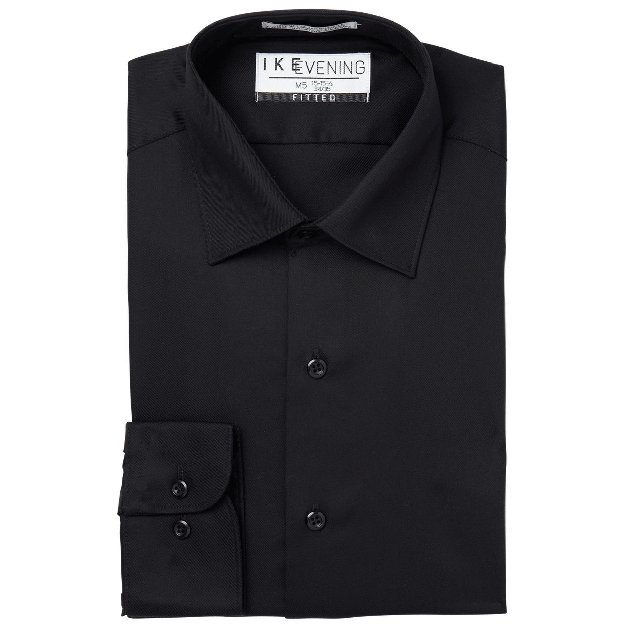 Black Cotton Rich Laydown Collar Shirt