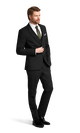 Side view of the Michael Kors black suit rental.