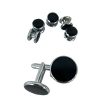 Black and Silver Studs and Cufflinks