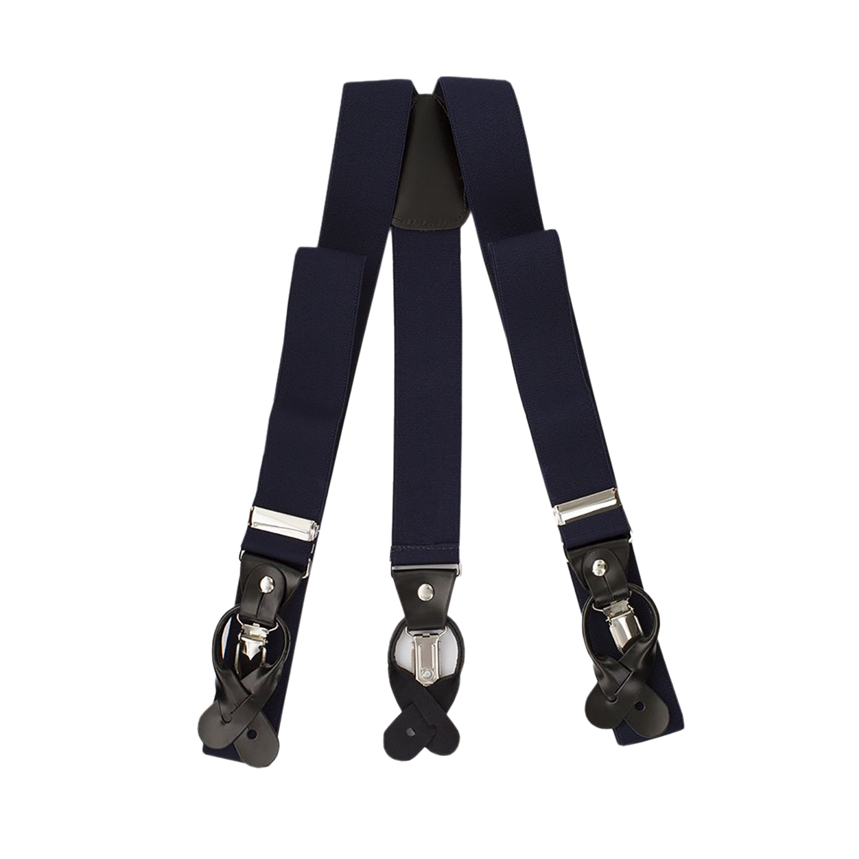 Navy Button And Clip Suspenders