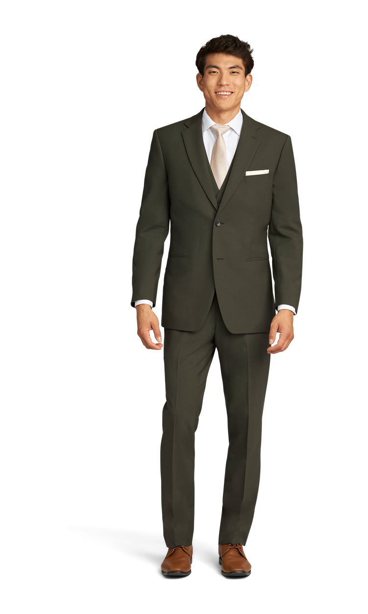 Olive Green Prado Suit by Ike Behar